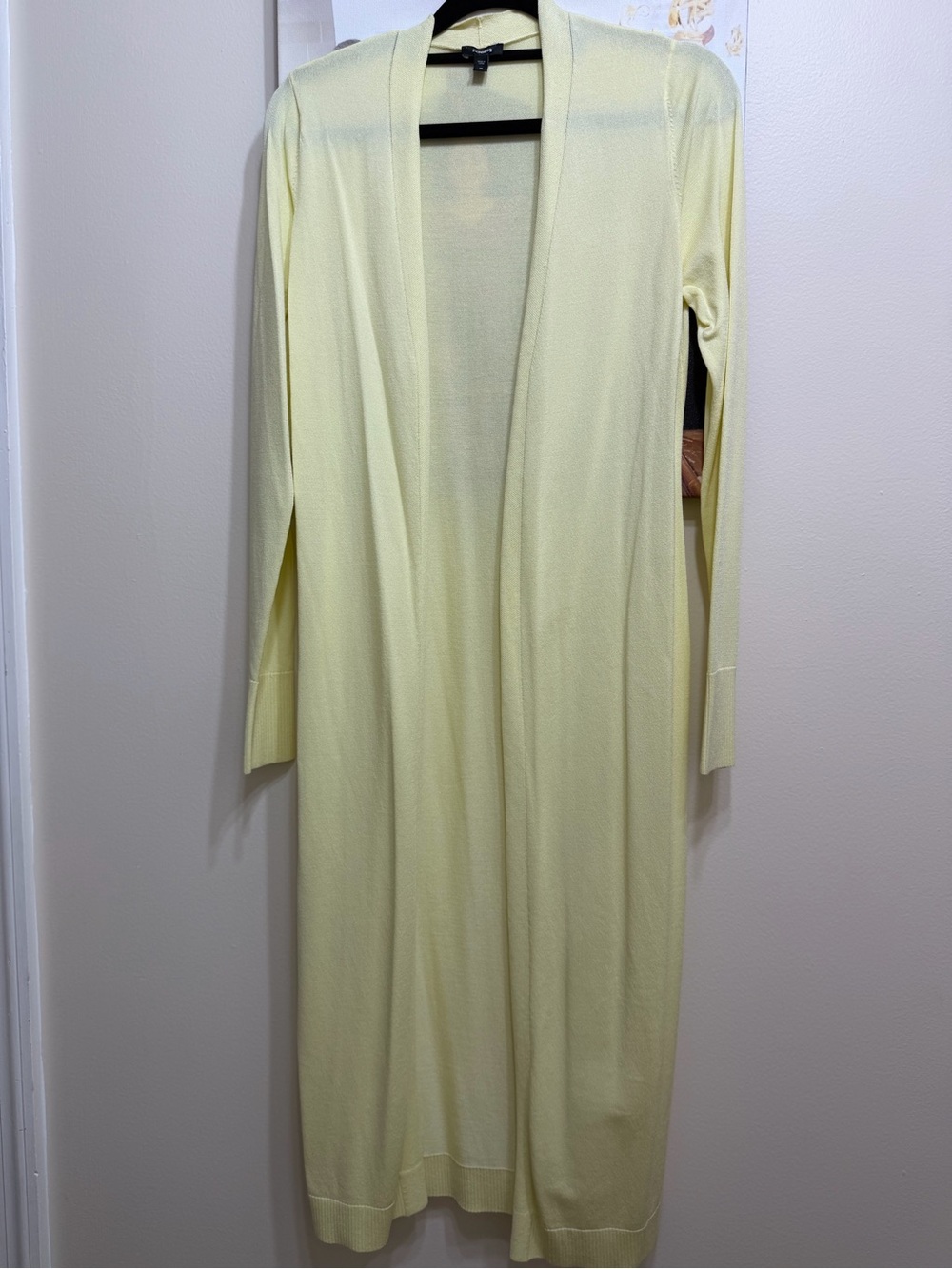 Express Light Yellow Long Open-Front Knit Robe